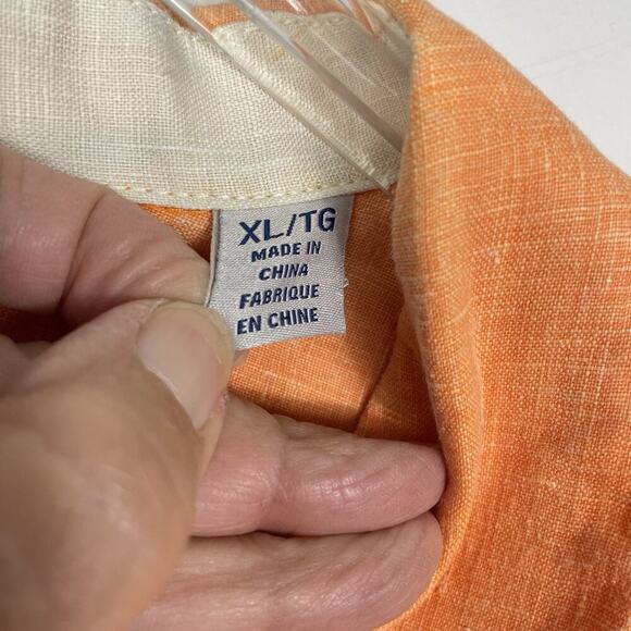 Tommy Bahama 100% Linen Shirt Men’s XXL Orange Short Sleeve Loop Collar Tropical - Picture 5 of 13
